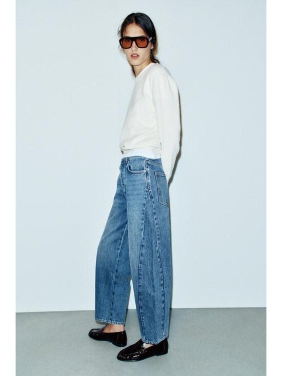 Zara Denim - ZARA Z1975 HIGH-RISE BARREL JEANS WITH SEAMS 4083/235/427